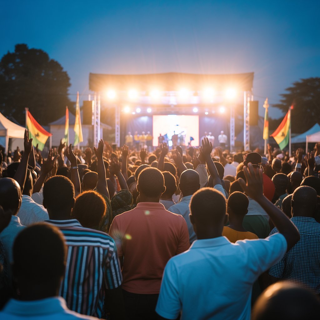 Ghanaian political rally crowd promises