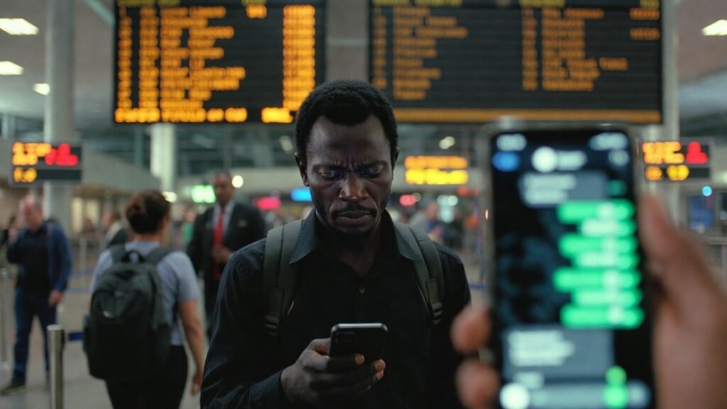 Ghanaian traveller airport departure diaspora