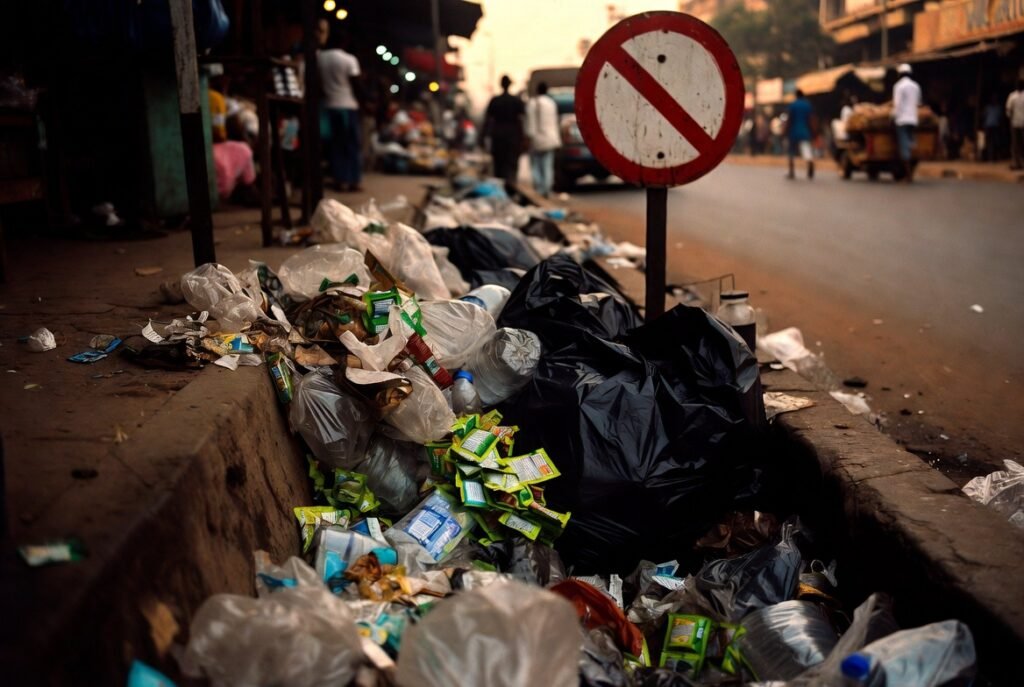 Choked drains in the streets