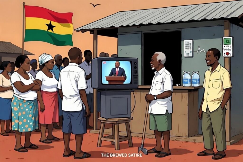 hana election promises ghanaian citizens watching politician television accra satire